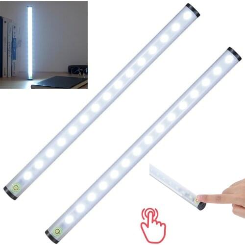 1PCS USB Rechargeable 15LED Touch Sensor Night Light Bar Cabinet Light Kitchen Cupboard Closet Wardrobe Light Strip 4 Brightness