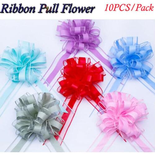 10PCS/SET Pull Bow Flower Ribbons Large Wedding Car Door Xmas Party Decor Wraps Gift