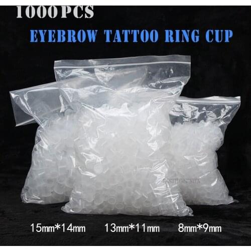 1000Pcs Disposable Permanent Makeup Tattoo Ink Cup No Divider S/M/L Microblading Eyebrow Tattoo Pigments Holder Rings Container