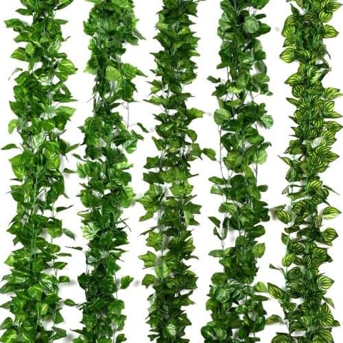 120cm Vivid Artificial Plants Creeper Grape Green Leaf Ivy Vine Garland For Home Garden Party Wedding Wall Decor Rattan String