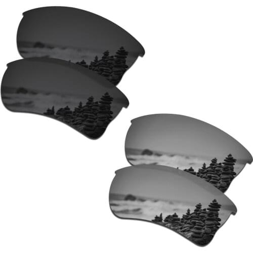 SmartVLT 2 Pairs Polarized Sunglasses Replacement Lenses for Oakley Quarter Jacket Stealth Black and Silver Titanium