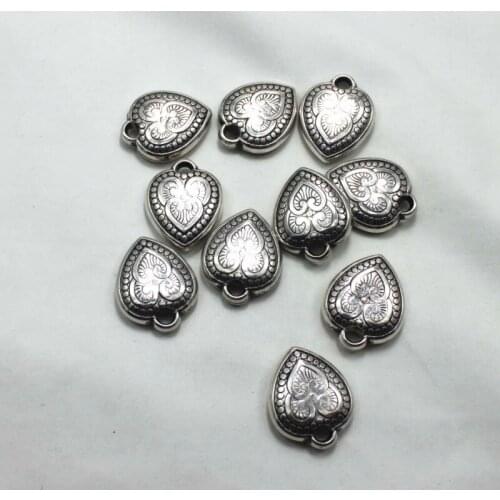 2015 Antique Silver Acrylic European Charm Heart Pendant Charms Jewelry Making Findings Accessories 40pcs C-012