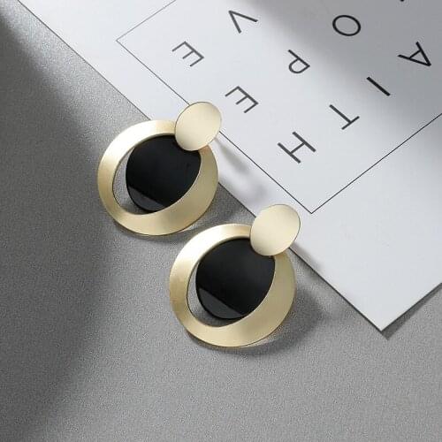 2020 Temperament Female Geometric Disc Earrings Korean Fashion Trendy Female Metal Paint Earrings Wholesale Earrings