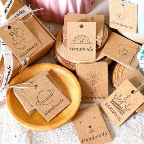 500pcs Handmade Kraft Gift Tags Cute Cartoon Dandelion Retro Hang Tag DIY Sewing Garment Tag Wedding Party Box Packaging Labels
