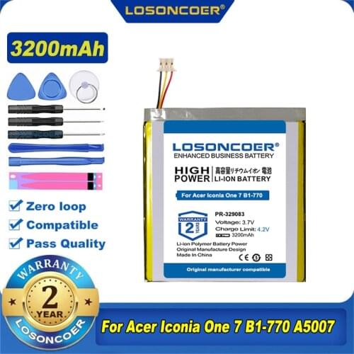 LOSONCOER 3200mAh KT.0010H.003, PR-329083 Tablet Battery For Acer Iconia One 7 B1-770 A5007