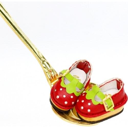 Blythes size Versatile Strawberry sweetheart shoes flat shoes bjd OB11 1/12 Molly size doll accessories