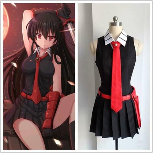 Akame Ga KILL Akame Black Sleeveless Dress Uniform Outfit Anime Cosplay Costumes Halloween Christmas Fancy Party Dress for Girls
