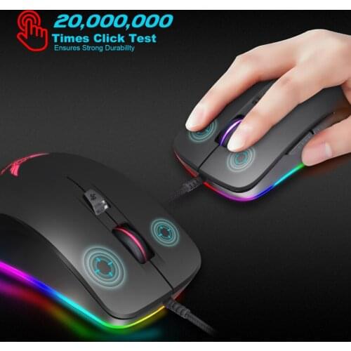 Silent Click USB Wired Gaming Mouse 6 Buttons4800DPI Mute Optical Computer Mouse Mice for PC Laptop Notebook Game Gamer