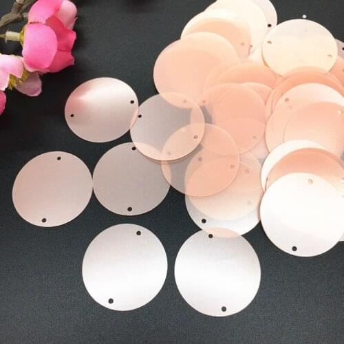 50g Large Round Sequins 30mm PVC Flat Paillette For Crafts With 2 Side Holes Matte Pink Orange