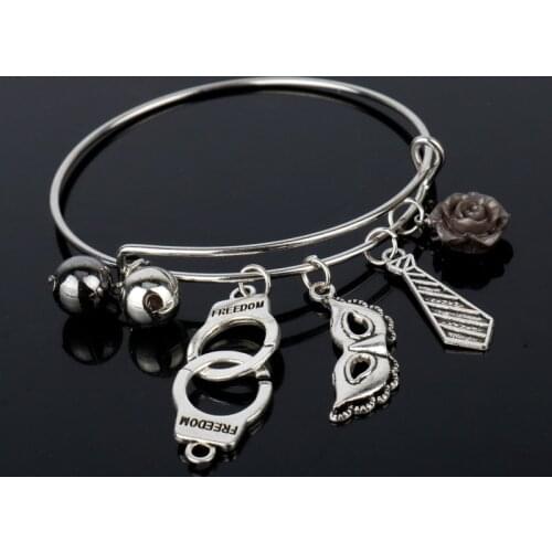 MQCHUN 50 Fifty Shades of Grey Charm Bracelet Tie Handcuffs Bandgle Mask Bracelet Accessories Shades Adjustable Wristband -25