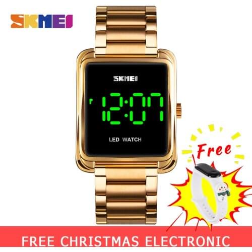 SKMEI LED Touch Screen Mens Digital Watch Simple Style 30M Waterproof Stainless Steel Electronic Men Wristwatches relogios 1505
