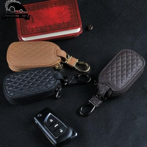 Genuine Leather Car Keychain Key Bag Case Covers Wallet For AUDI BMW BUICK CADILLAC CHEVROLET Mercedes Honda Hyundai Volvo VW