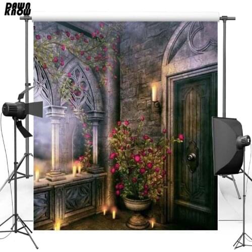 DAWNKNOW Fantasy Vinyl Photography Background Flower Castle New Fabric Polyester Backdrop For Wedding photo studio Props 0443