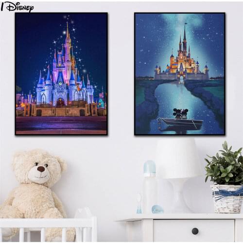 Disney Castle Anime Mickey Minnie Mouse Poster Painting Canvas Print On Wall Art Picture For Living Room Home Decor Frameless