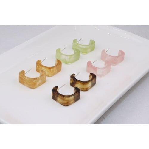 Eruifa 6pcs Popular High Quality Plastic Resin C Earring Stud Hoop Jewelry Anti-allergy Post DIY