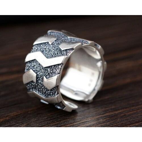 FNJ 925 Silver Ring New Fashion Original Pure S990 Sterling Thai Silver Rings for Men Jewelry Adjustable Size