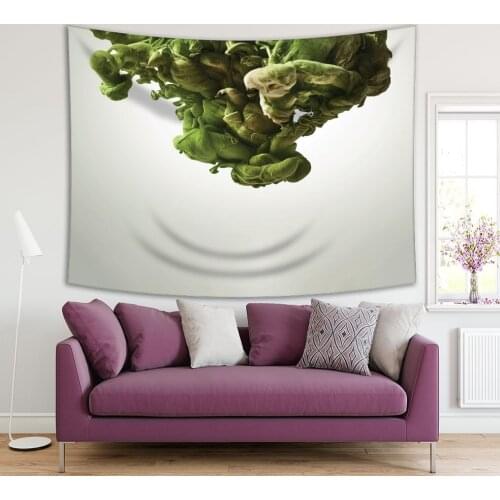 Tapestry Paint in Flowing Water Color Splash Movement Underwater Abstract Modern Art Green Gray