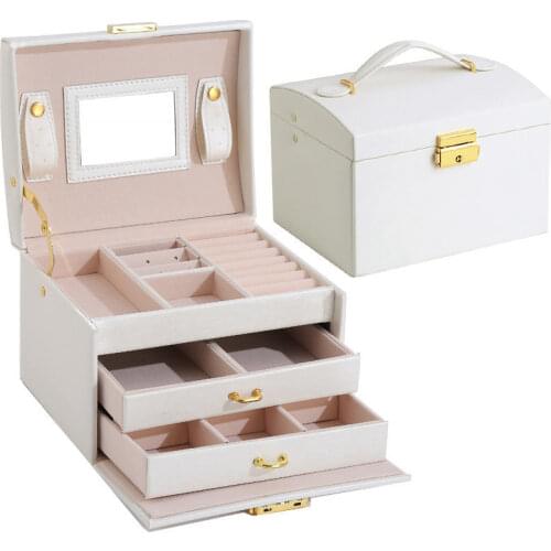 Princess-style Jewelry Box Leather Jewelry Box Cosmetic Box Jewel Case Upscale Jewelry Organizer Birthday Gift Wedding Gift