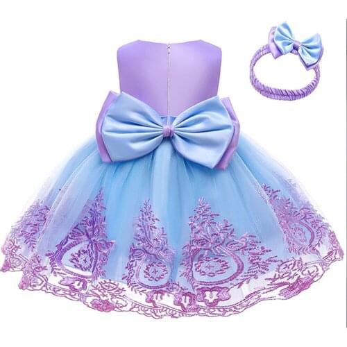 Newborn Sleeveless Baby Girl Dresses Party Wedding Girl Lace Big Bow Dresses Infant Girls 1st Birthday Princess Baptism Dresses