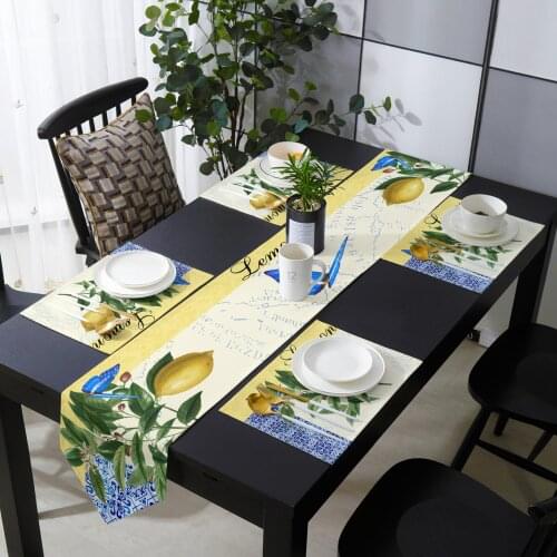 Moroccan Pattern Butterfly Lemon Table Runner Placemat Set Tablecloth Dining Table Mat Home Wedding Table Decoration