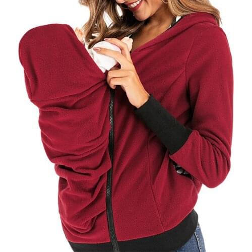 Multifunction Hands Free Parenting Child Woman Kangaroo Hoodies With Baby Carrier Winter Pregnant Sweatshirts With Parent Child