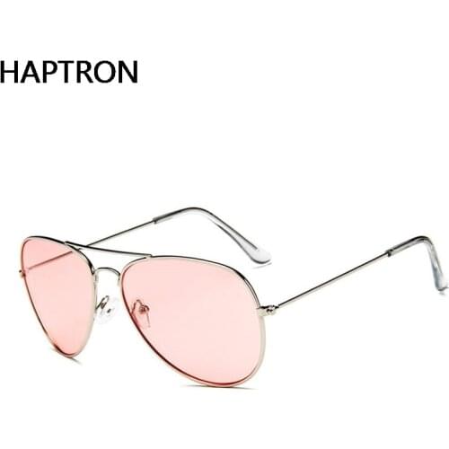 HAPTRON Fashion Oversized candy color sunglasses Women Men Brand Designer Clear Glasses Ocean Color Sun Glasses yellow/pink lens