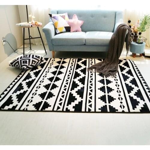 Fashion Black White Geometric Ethnic Hallway Living Room Bedroom Decorative Carpet Area Rug Floor Bathroom Foot Yoga Play Mat