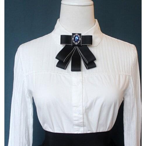 Fashion Ribbon Bow Tie Formal Party Handmade Necktie Rhinestone Crystal Brooch Pin Luxury Wedding Adjustable Bowties