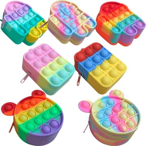 Cartoon Anime Kawaii Spaceman Wallet pop it Fidget Toy Pencil Case Storage Box Push Bubble Squishy Sensory AntiStress Relief Toy
