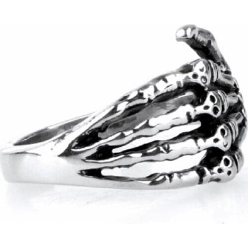 Mens PUNK gothic demon finger bone silver color stainless steel paw claw cool ring