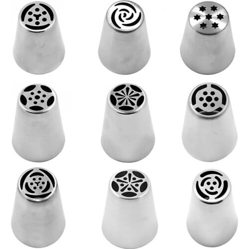 9PCS Large Russian Tulip Stainless Steel Nozzles Set Icing Piping Tips Baking tools Cake Decoration