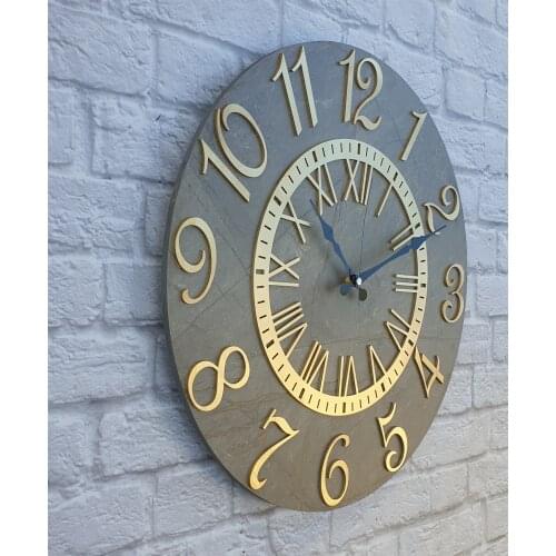 Markakanvas Marble Pattern Gold (Gold) Color Digit Wall Clock diameter 50 cm wall decorations living room
