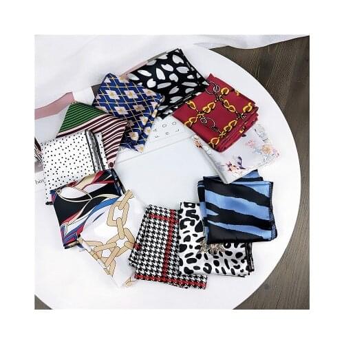 50*50cm Summer Small Silk Scarf Small Square Scarf Womens Korean Occupation Variety Decorative Printing Neckerchief Scarf