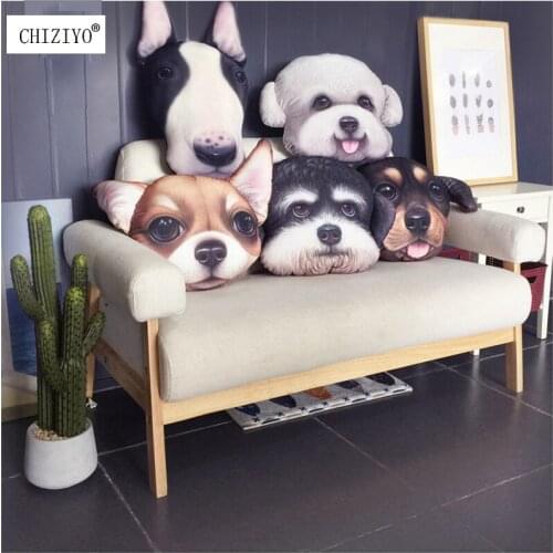38x48cm 3D Lovely Dog Plush Car Seat Cushion Without Filler Lumbar Support Living Room Soft Creative Dog Pillow Schnauzer Teddy