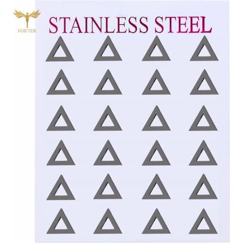 Romantic Geometric Ear Piercing Ring Womens Triangle Stud Earrings Stainless Steel Jewelry Wholesale 12Pairs