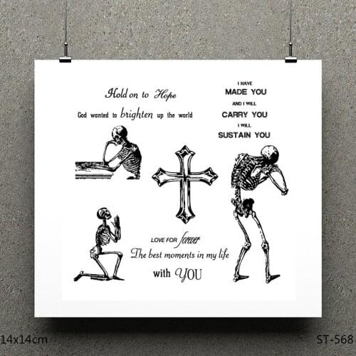 AZSG Praying Skeleton / Cross Silicone Clear Stamps For Scrapbooking DIY Clip Art /Album /Card Making Decoration Stamps Crafts