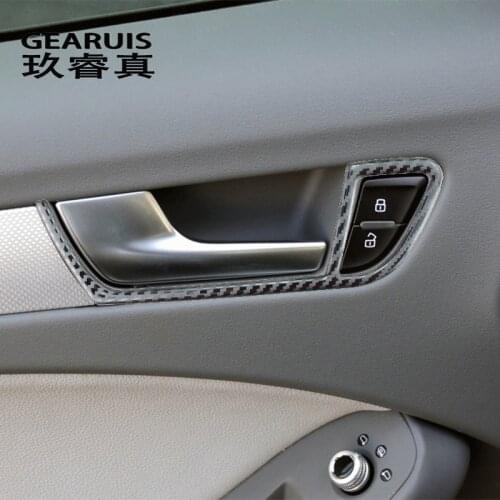 Car styling for Audi A4 B8 A5 Interior Door Handle Door wrist Decoration Decorative Cover Auto Accessories Carbon Fiber Stickers