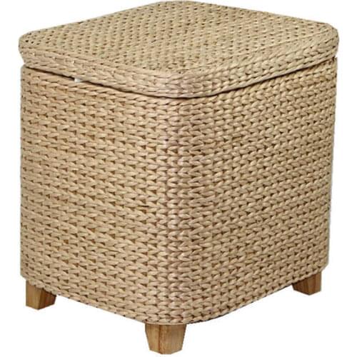 Environmental household rattan weaving low storage stool table side solid wood small round organizer chair