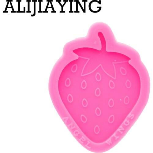 DY0667 Super Glossy Strawberry Shape Silicone Mold Epoxy Craft Molds DIY for Badge Reel Resin Crafting Mould Not Sticky