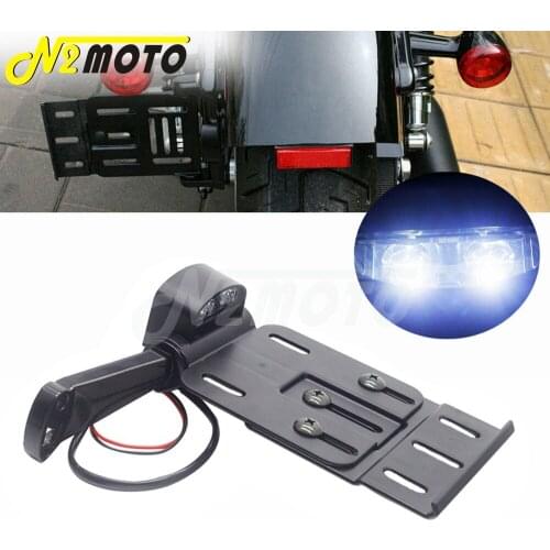 Telescopic Folding LED Light Side Mount License Plate Frame Bracket For Harley Forty Eight Sportster XL1200 Custom XL 883L 883N