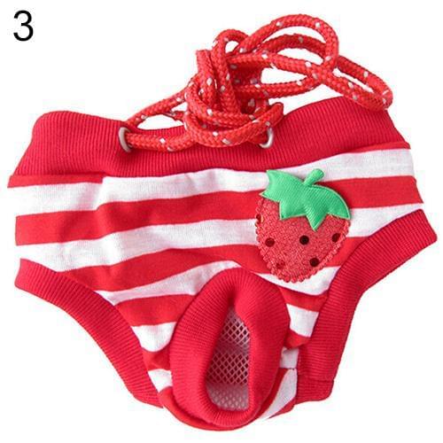Female Pet Dog Puppy Diaper Pants Physiological Sanitary Short Panty Nappy Underwear M/L/XL Cute Strawberry Striped