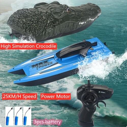 High Simulation Crocodile Design RC Racing Boat 25KM/H Waterproof Water Cooling System Navigation Crash Resistant Speedboat Toy