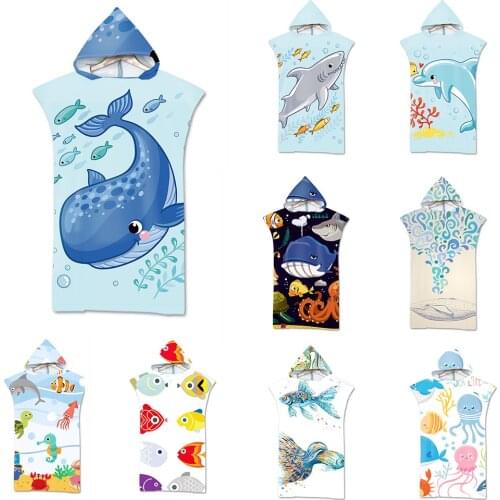 High Quality Customizable Microfiber Beach Towel Hooded 3D Printed Surf Soft Swimsuit For Women/Men Poncho Quick Dry Bathrobe