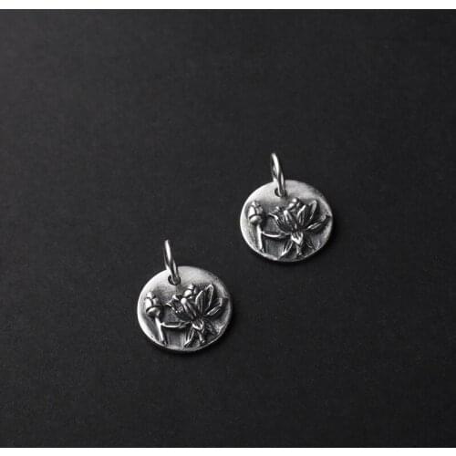 925 Sterling Silver Lotus Charm Pendant DIY Namaste Yoga A2733