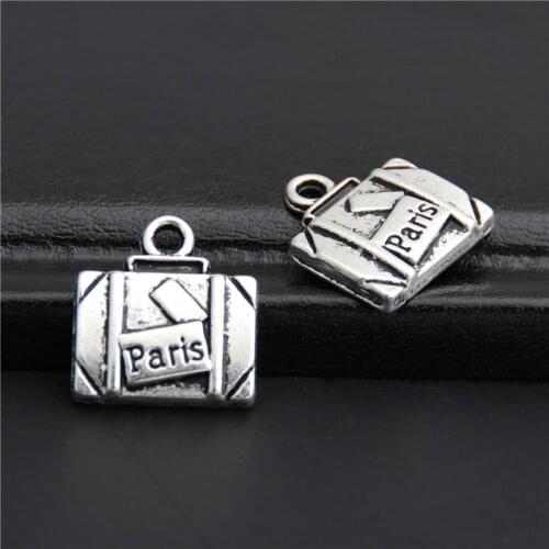 10pcs Silver Color Traveling Suitcase Charms Pendant Diy Travel Jewelry Making A2763