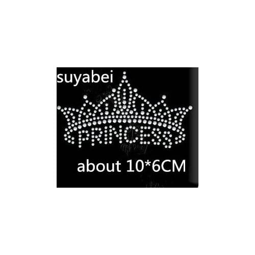 2pc/lot Princess Crown hot fix rhinestone transfers iron on transfers motif designs iron on transfer for children clothes