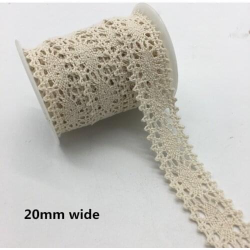 2 Yards/lot 20mm Wide Apparel Sewing Fabric Trim Cotton Crocheted Lace Fabric Ribbon Handmade Accessories #FF16