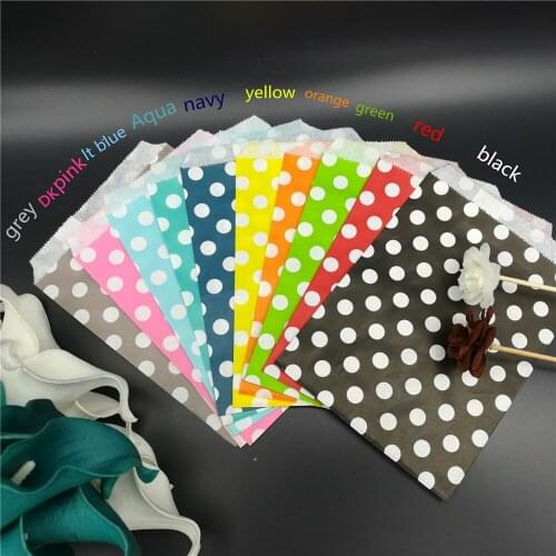25 Polka Dot Paper Bags - Choose From 11 Colours - Party Gift Spotty Treat Sweet Wedding Favor Candy Bags