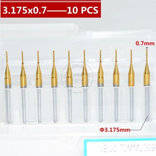3.175mm(1/8'')*0.7mm,Free shipping-10PCS,CNC tungsten steel solid carbide end mill,TiALN coated PCB corn cutting milling cutter