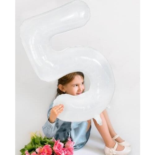 40inch Large white number foil balloon 1 2 3 4 5 6 7 8 9 helium balloons adult kids birthday party decoration supplies globos